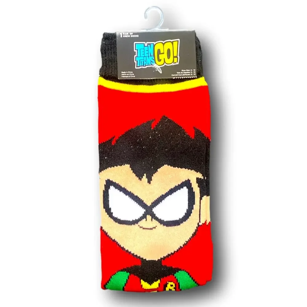 3/$20 Robin Teen Titans Go! Funny Novelty Crew Socks - NWT
